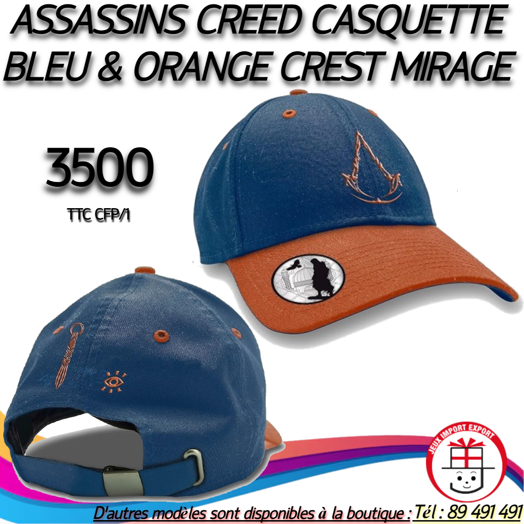 ASSASSINS CREED CASQUETTE BLEU & ORANGE CREST MIRAGE
