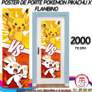 POSTER DE PORTE - POKEMON PIKACHU ET FLAMBINO