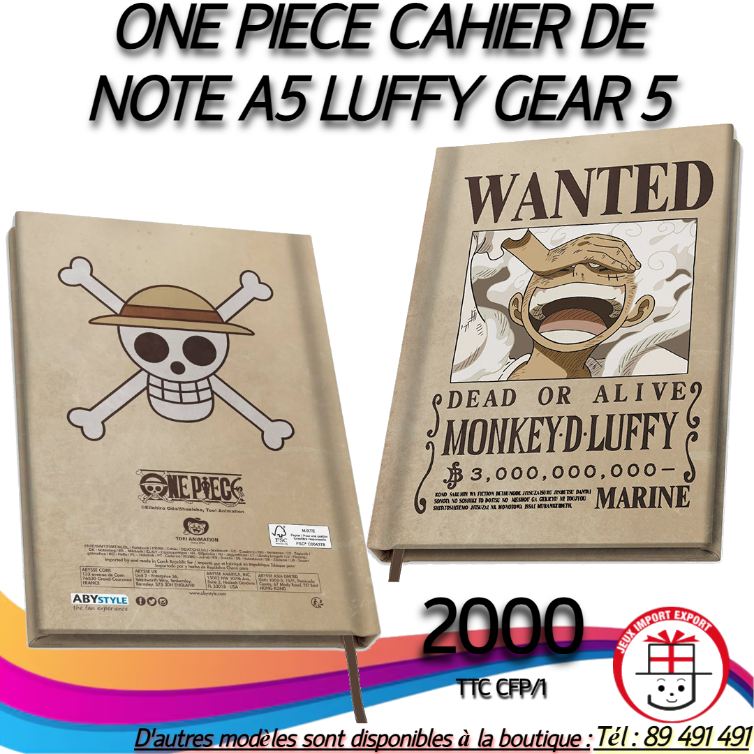 ONE PIECE CAHIER DE NOTE A5 LUFFY GEAR 5